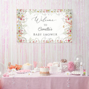 Wilde Bloemen Baby Shower Achtergrond Banner
