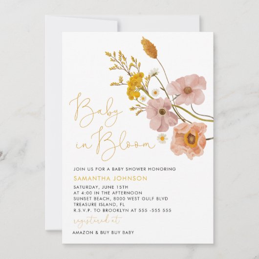 Wilde Bloemen Baby Shower, Baby in Bloei  Kaart (Voorkant)