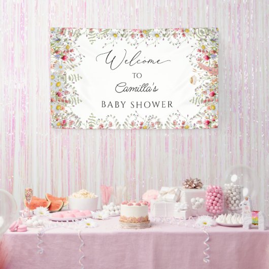 Wilde bloemen Baby shower Backdrop Banner (Feest)