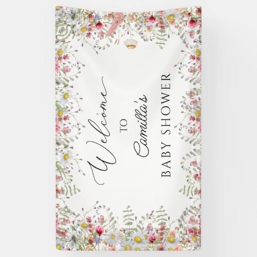 Wilde bloemen Baby shower Backdrop Banner (Verticaal)