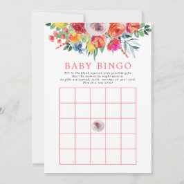 Wilde bloemen Baby shower Bingo Game Kaart