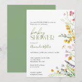 Wilde bloemen Baby shower bloemuitnodiging Save The Date (Voorkant / Achterkant)