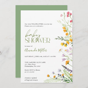Wilde bloemen Baby shower bloemuitnodiging Save The Date