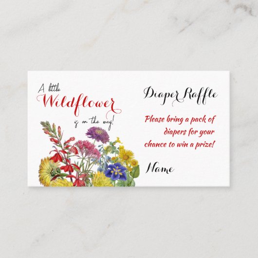 Wilde bloemen Baby shower Diaper Raffle Game Visitekaartje (Voorkant)