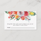 Wilde bloemen Baby shower Diaper Raffle Informatiekaartje (Voorkant)