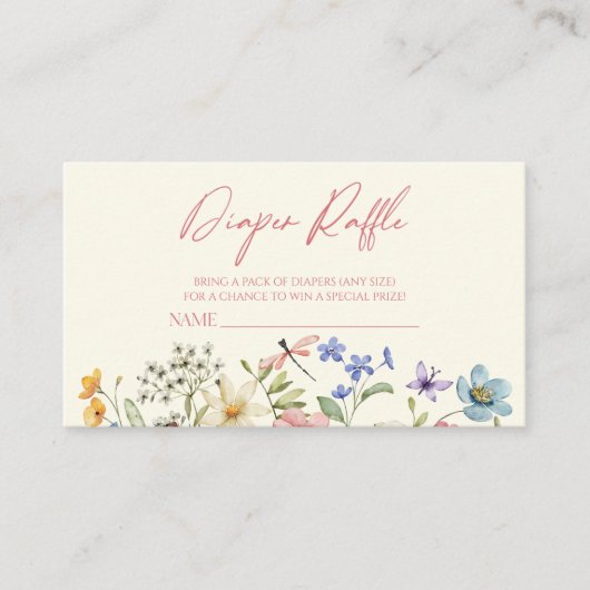 Wilde bloemen Baby shower Diaper Raffle Informatiekaartje (Voorkant)