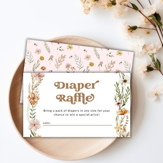 Wilde bloemen Baby shower Diaper Raffle Informatiekaartje