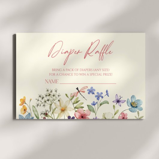 Wilde bloemen Baby shower Diaper Raffle Informatiekaartje