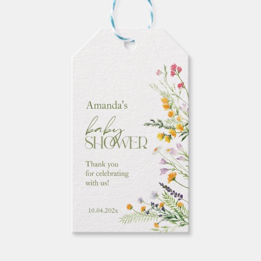 Wilde bloemen Baby shower Favor Gift Label Cadeaulabel (Voorkant)