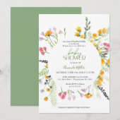 Wilde bloemen Baby shower florale elegant-uitnodig Save The Date (Voorkant / Achterkant)