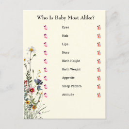 Wilde bloemen Baby shower Game Briefkaart