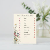 Wilde bloemen Baby shower Game Briefkaart (Staand voorkant)
