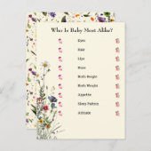 Wilde bloemen Baby shower Game Briefkaart (Voorkant / Achterkant)