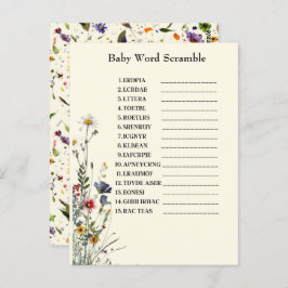 Wilde bloemen Baby shower Game Briefkaart