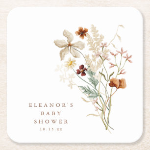 Wilde bloemen baby shower geslacht neutrale waterv kartonnen onderzetters