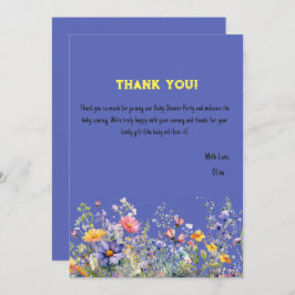 Wilde bloemen Baby shower Hartelijk dank Bedankkaart