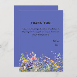 Wilde bloemen Baby shower Hartelijk dank Bedankkaart