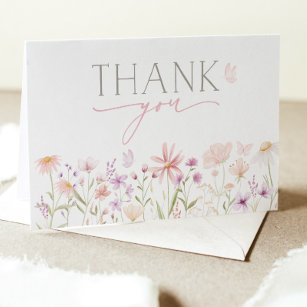 Wilde bloemen Baby shower Hartelijk dank Bedankkaart