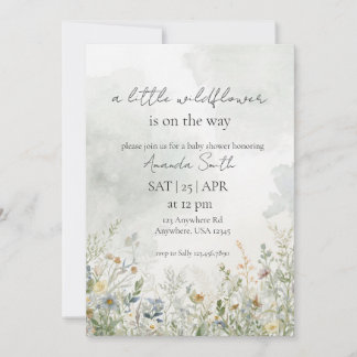 Wilde bloemen baby shower kaart