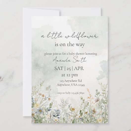 Wilde bloemen baby shower kaart (Voorkant)
