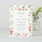 Wilde bloemen baby shower kaart (Staand voorkant)