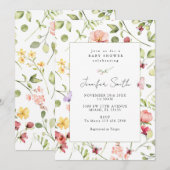 Wilde bloemen baby shower kaart (Voorkant / Achterkant)
