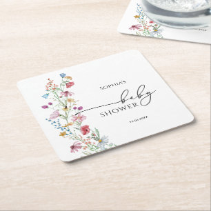 Wilde Bloemen Baby Shower Kartonnen Onderzetters