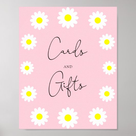 Wilde bloemen — baby shower met kaartjes en gesche poster (Voorkant)