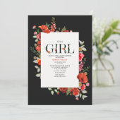 Wilde bloemen Baby shower met rode maffia Kaart (Staand voorkant)