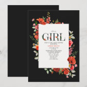 Wilde bloemen Baby shower met rode maffia Kaart (Voorkant / Achterkant)