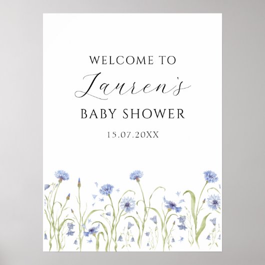 Wilde Bloemen Baby Shower Poster (Voorkant)