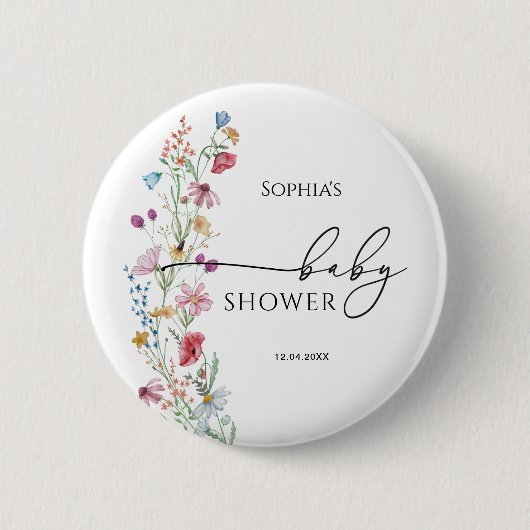 Wilde Bloemen Baby Shower Ronde Button 5,7 Cm (Voorkant)