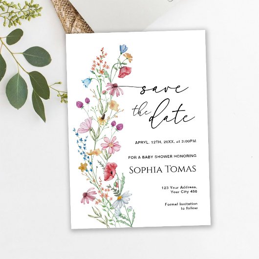 Wilde Bloemen Baby Shower Save The Date