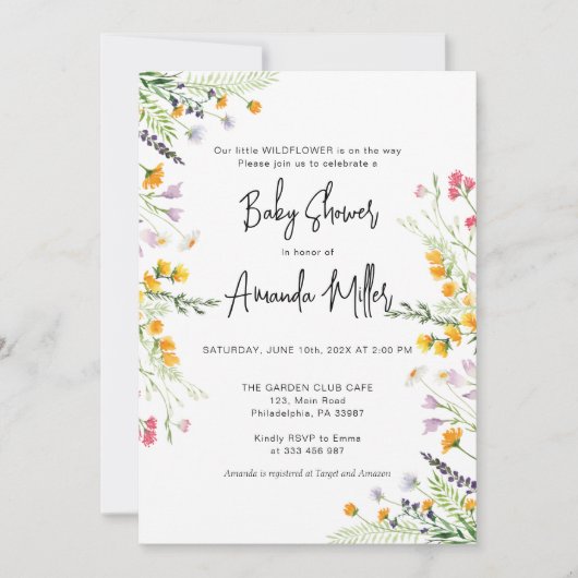 Wilde bloemen Baby shower Spring Save The Date (Voorkant)