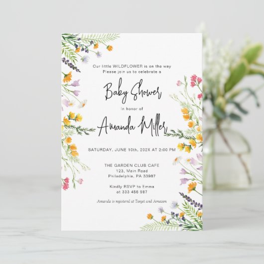 Wilde bloemen Baby shower Spring Save The Date (Staand voorkant)