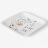 Wilde bloemen Baby shower Square Papieren Bordje (Gebogen)