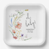 Wilde bloemen Baby shower Square Papieren Bordje (Voorkant)