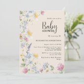 Wilde Bloemen Baby Shower Uitnodiging (Staand voorkant)