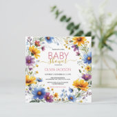 Wilde bloemen Baby shower Uitnodiging (Staand voorkant)