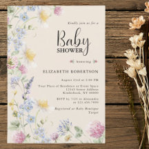 Wilde Bloemen Baby Shower Uitnodiging