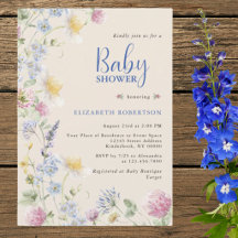 Wilde Bloemen Baby Shower Uitnodiging