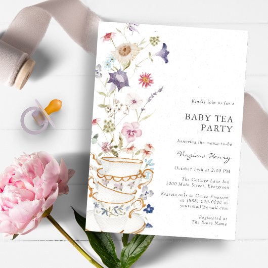 Wilde Bloemen Baby Shower Uitnodiging
