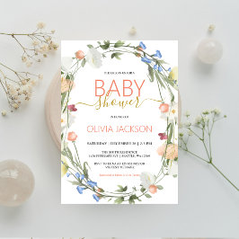 Wilde bloemen Baby shower Uitnodiging