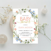Wilde bloemen Baby shower Uitnodiging