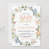 Wilde bloemen Baby shower Uitnodiging (Voorkant)