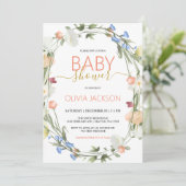Wilde bloemen Baby shower Uitnodiging (Staand voorkant)