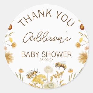 Wilde bloemen Baby shower van de bijen voor de vee Ronde Sticker