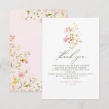 Wilde bloemen Baby shower Weinig bedankt