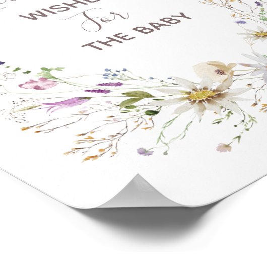 Wilde bloemen Baby shower wenst Baby Poster (Hoek)