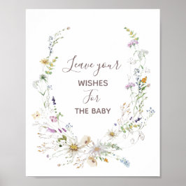 Wilde bloemen Baby shower wenst Baby Poster